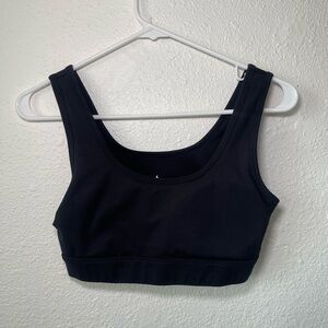 Black Scoop Neck Sports Bra with Wide Straps